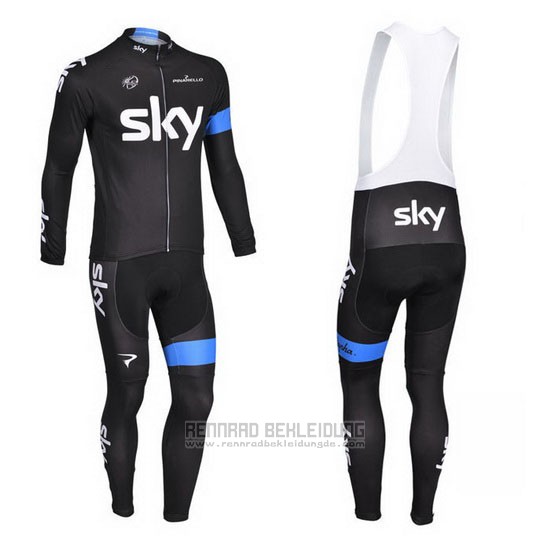 2013 Fahrradbekleidung Sky Blau und Shwarz Trikot Langarm und Tragerhose
